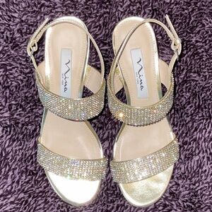 Nina Gold Rhinestone Sandals for Special Occasions